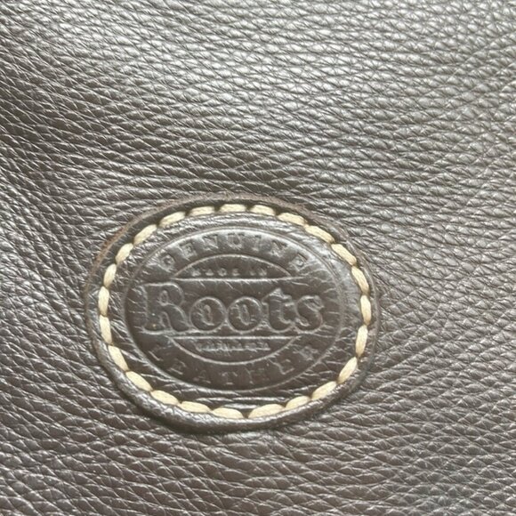 Roots Canada Dark Brown Weave Leather Tassel Crossbody Bag Purse - Picture 7 of 12